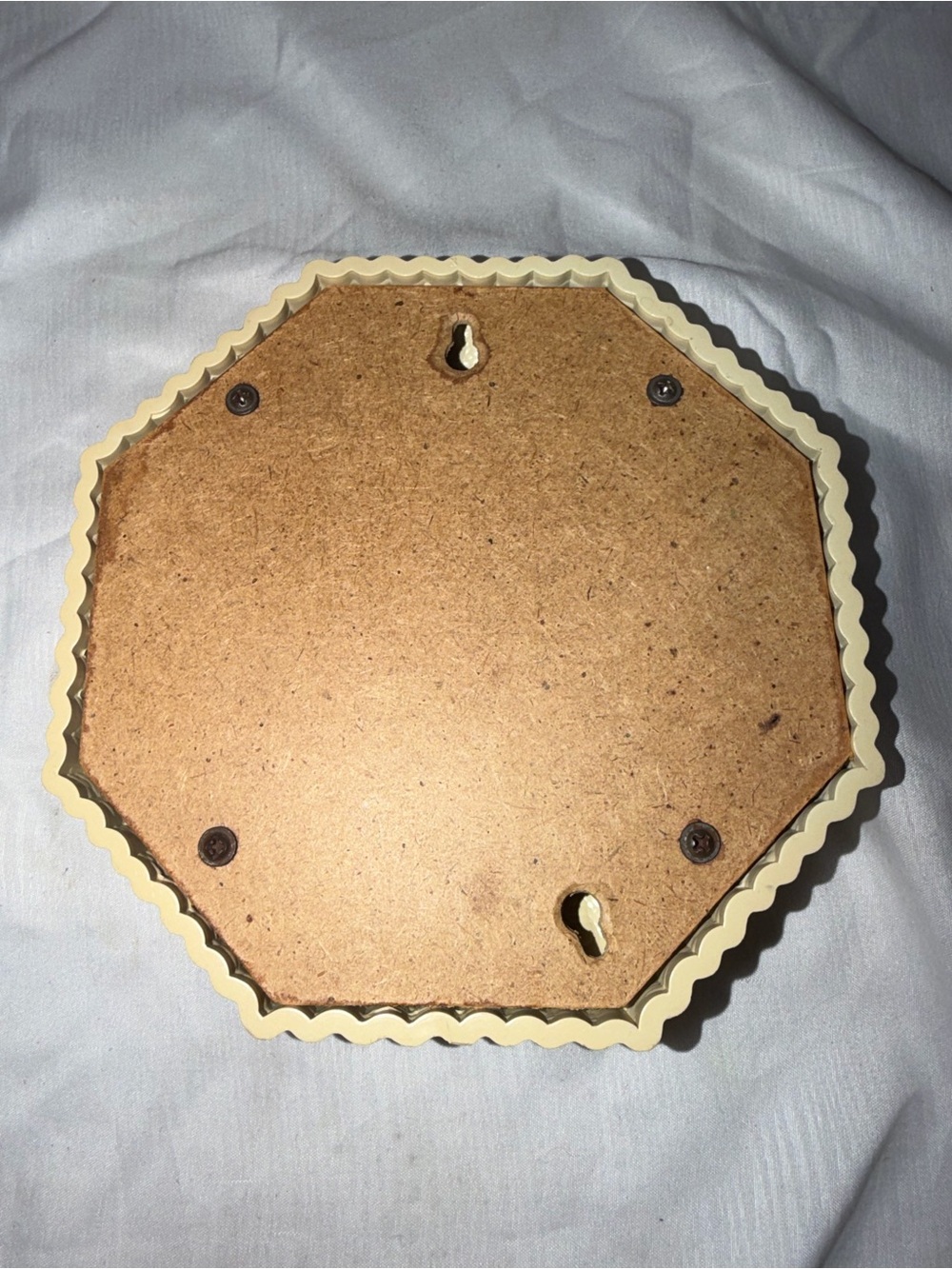 Boho Vintage Homco Small Octagonal Mirror - Faux Wicker/Rattan Cream Accent - Picture 4 of 7